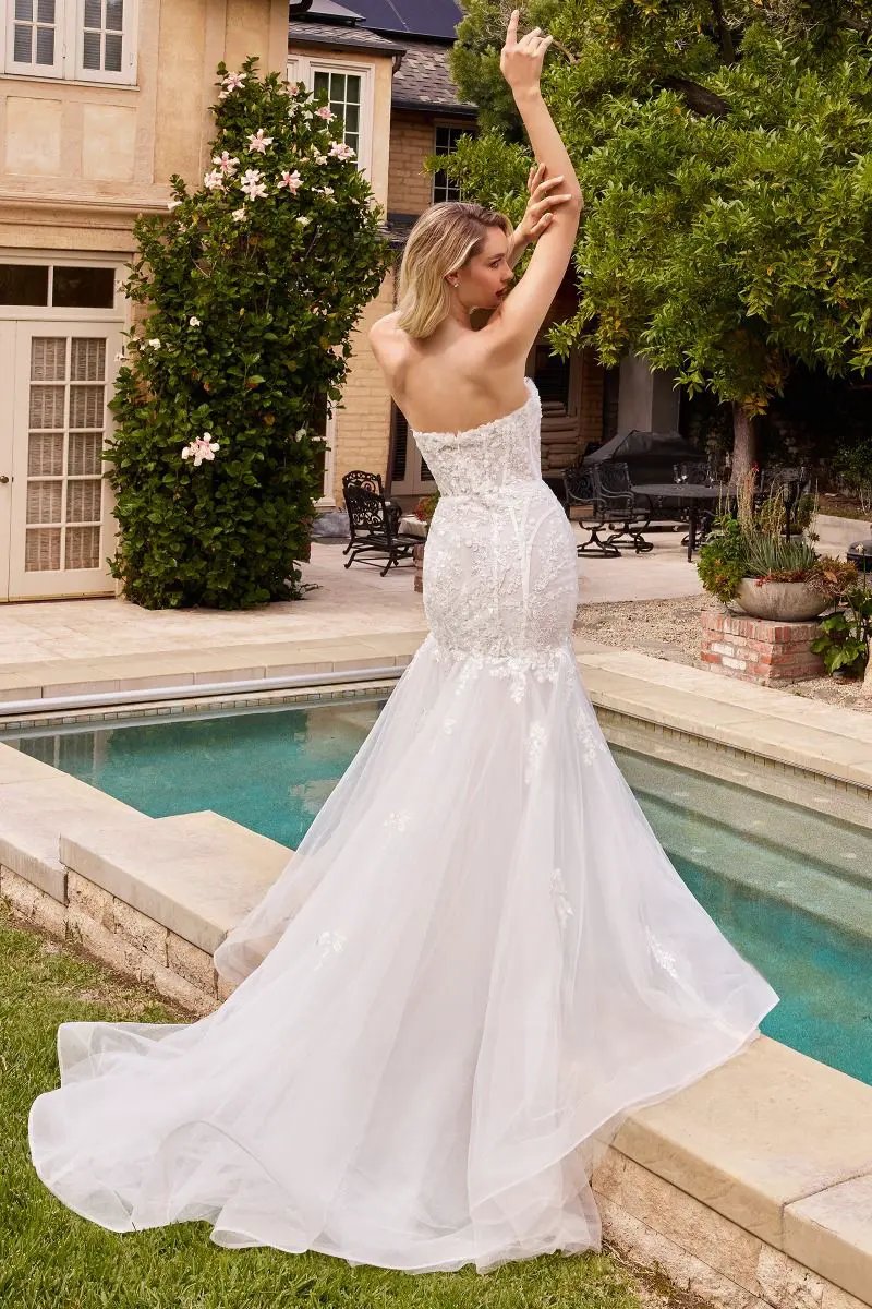Strapless Mermaid Wedding Dress & Removable Sleeves by Tux-USA
