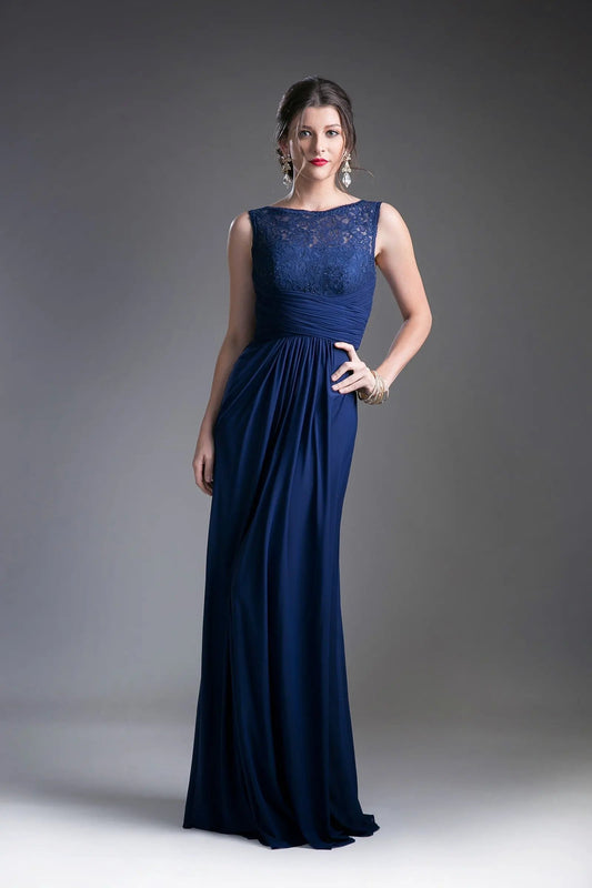 Beaded Lace Chiffon Empire Waist Dress by Tux-USA