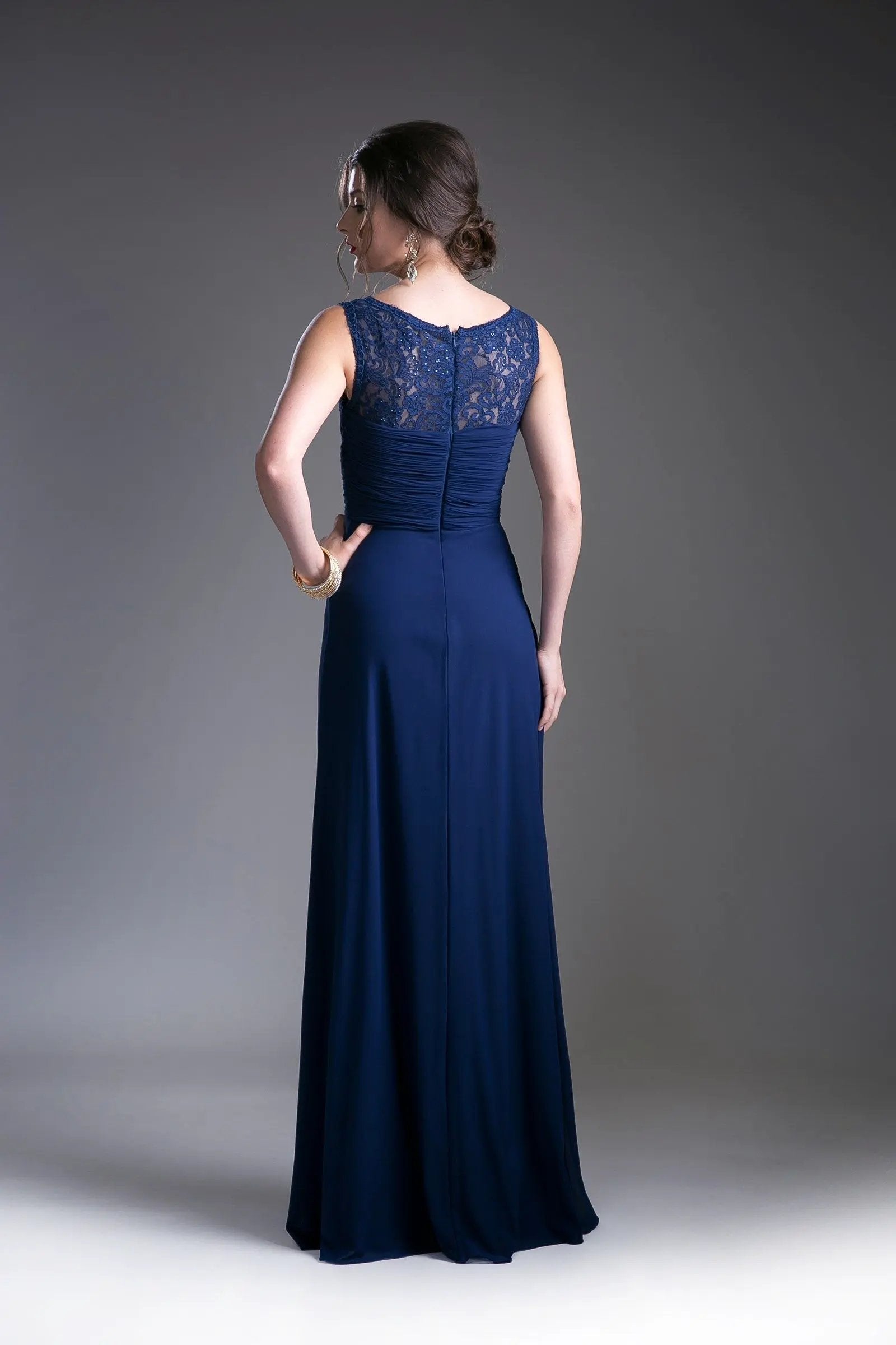 Beaded Lace Chiffon Empire Waist Dress by Tux-USA