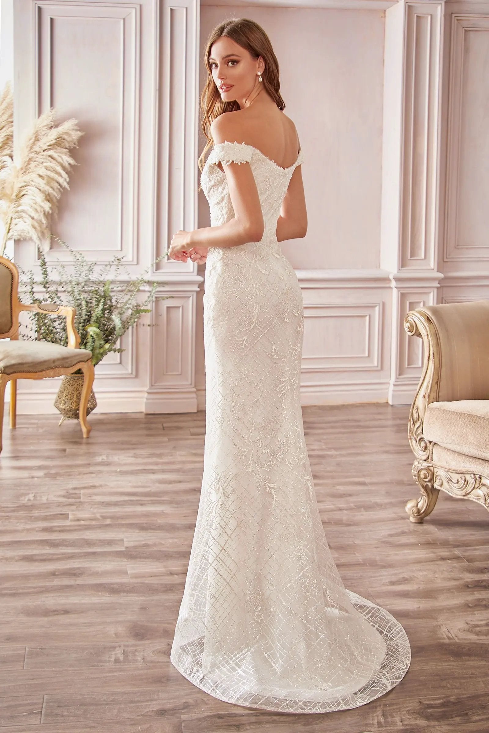 Sheath Off The Shoulder Bridal Gown by Tux-USA