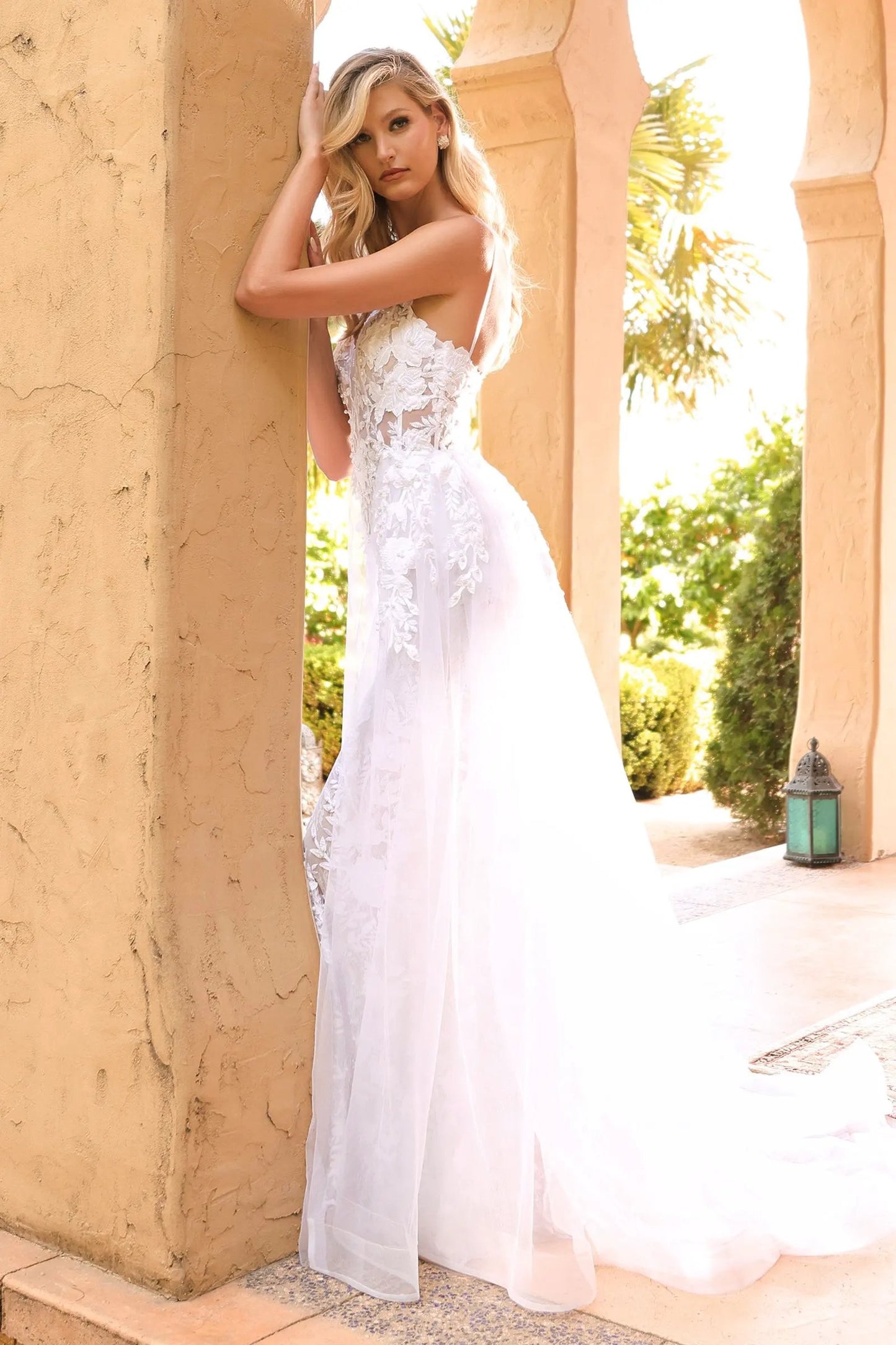 Lace Wedding Gown With Overskirt by Tux-USA