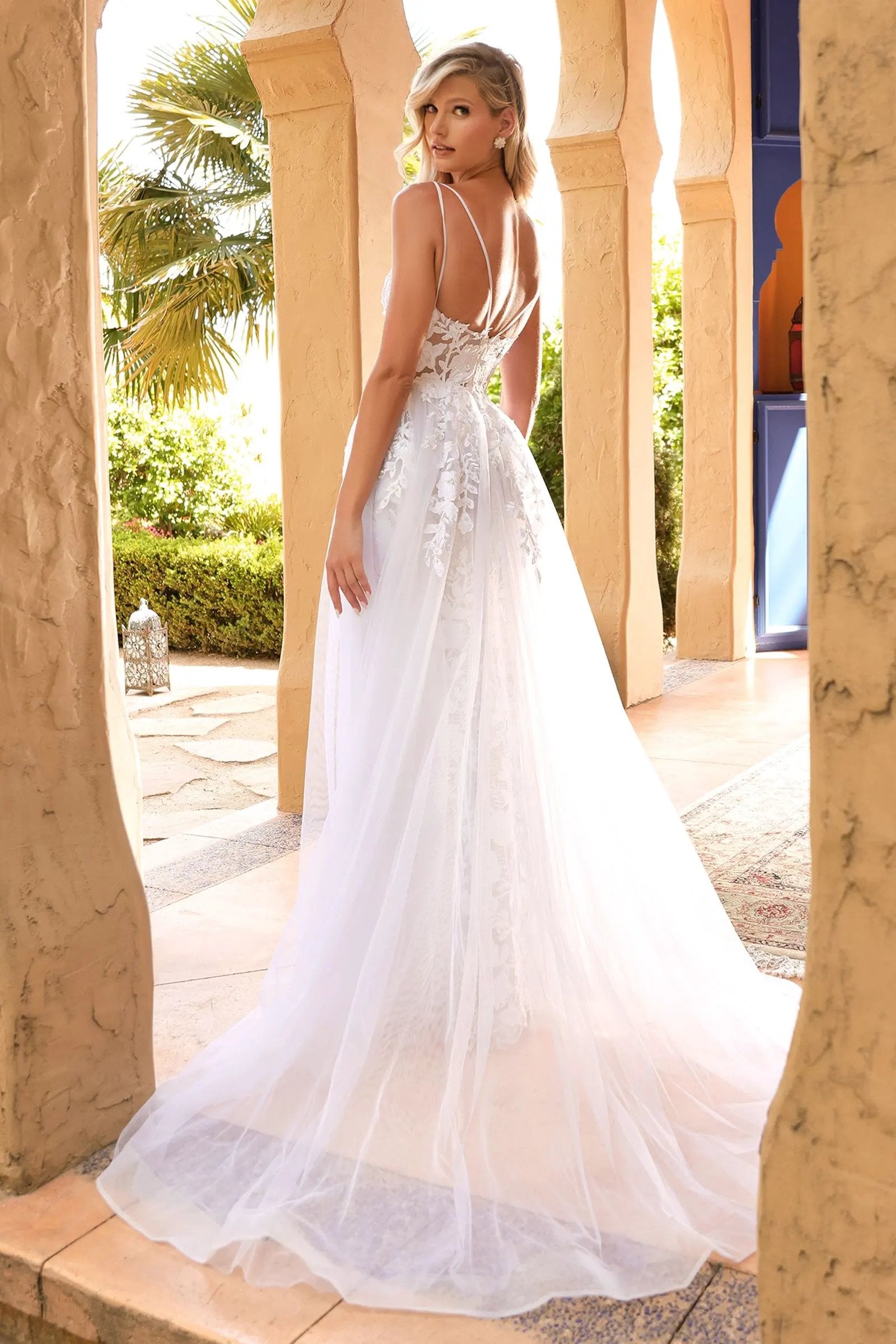 Lace Wedding Gown With Overskirt by Tux-USA