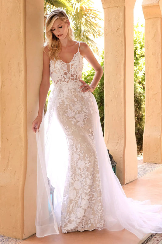 Lace Wedding Gown With Overskirt by Tux-USA