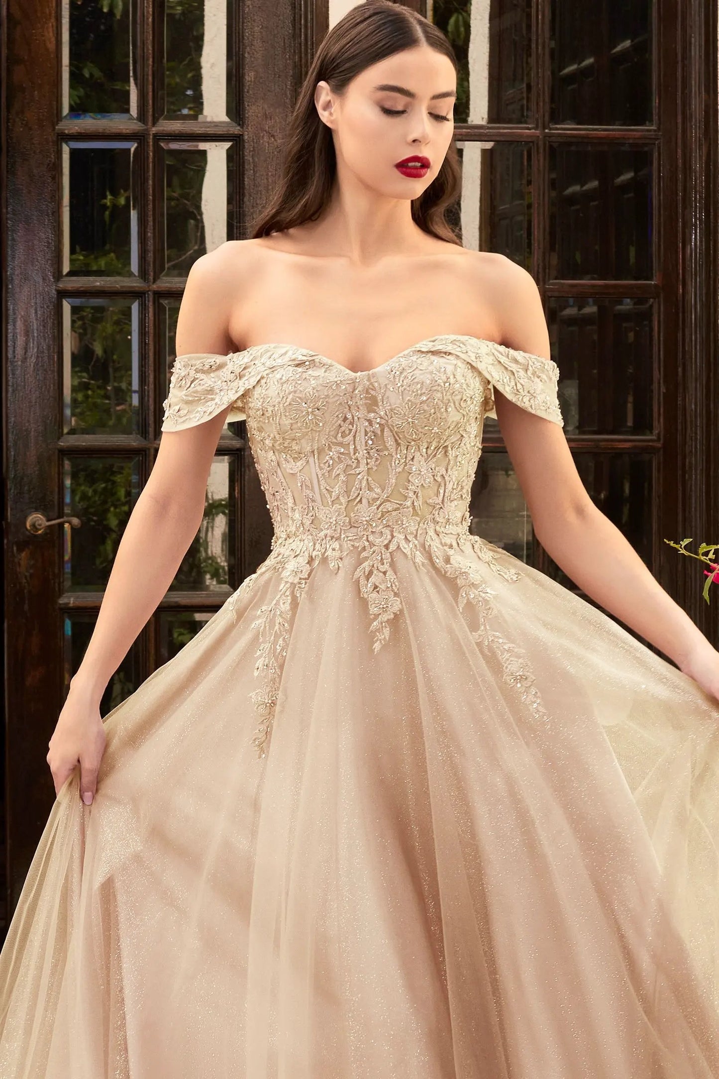 Lace Off The Shoulder A-Line Dress by Partner Label