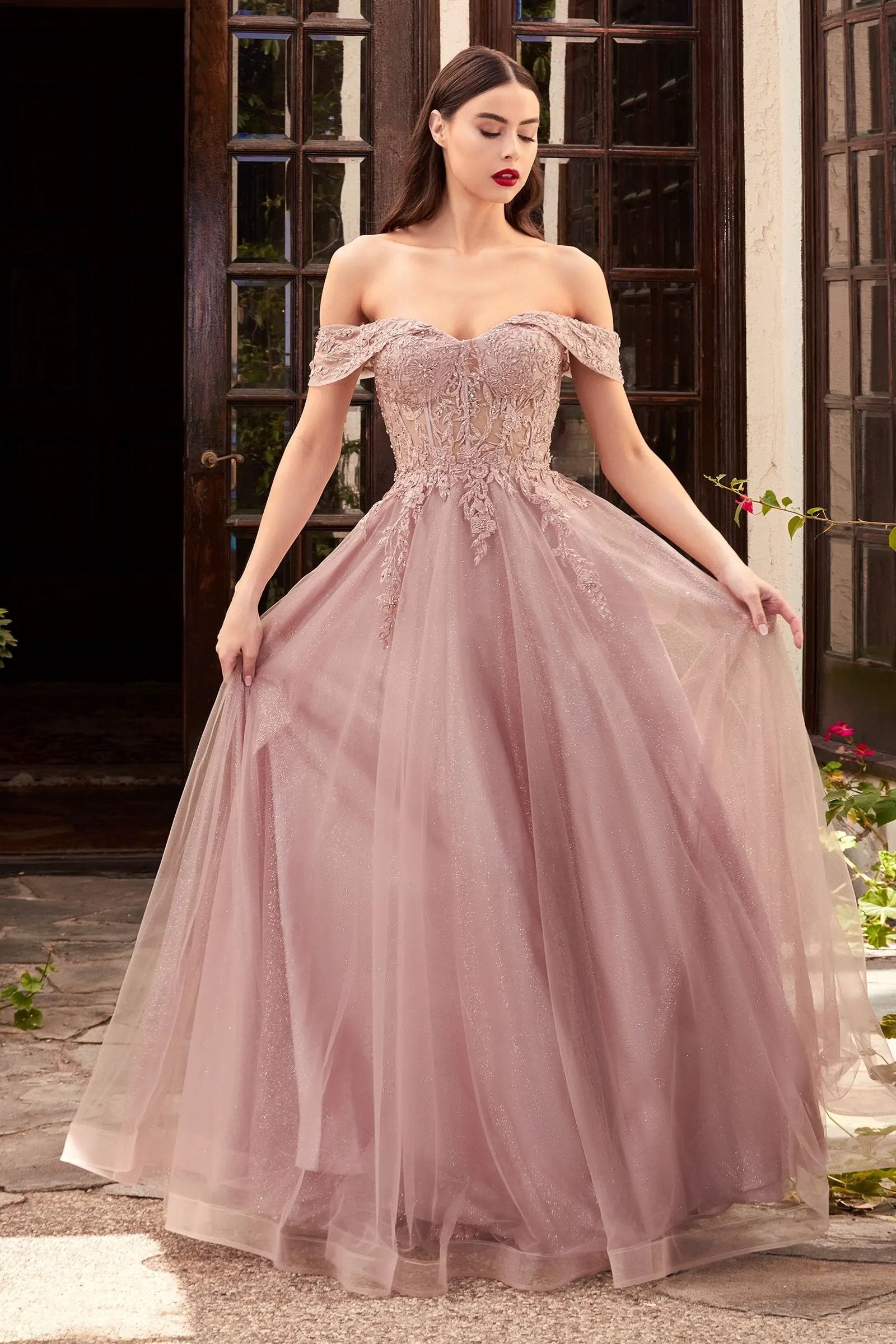 Lace Off The Shoulder A-Line Dress by Partner Label