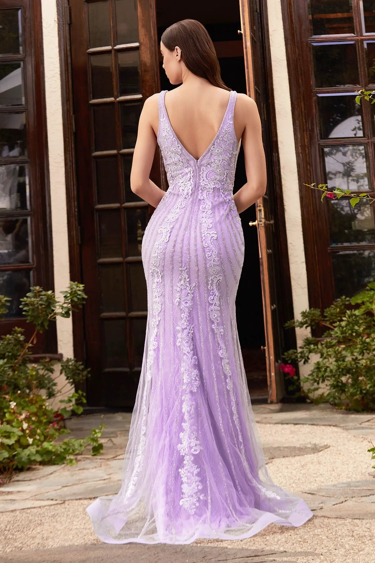 Pastel Column Beaded & Lace Dress by Partner Label