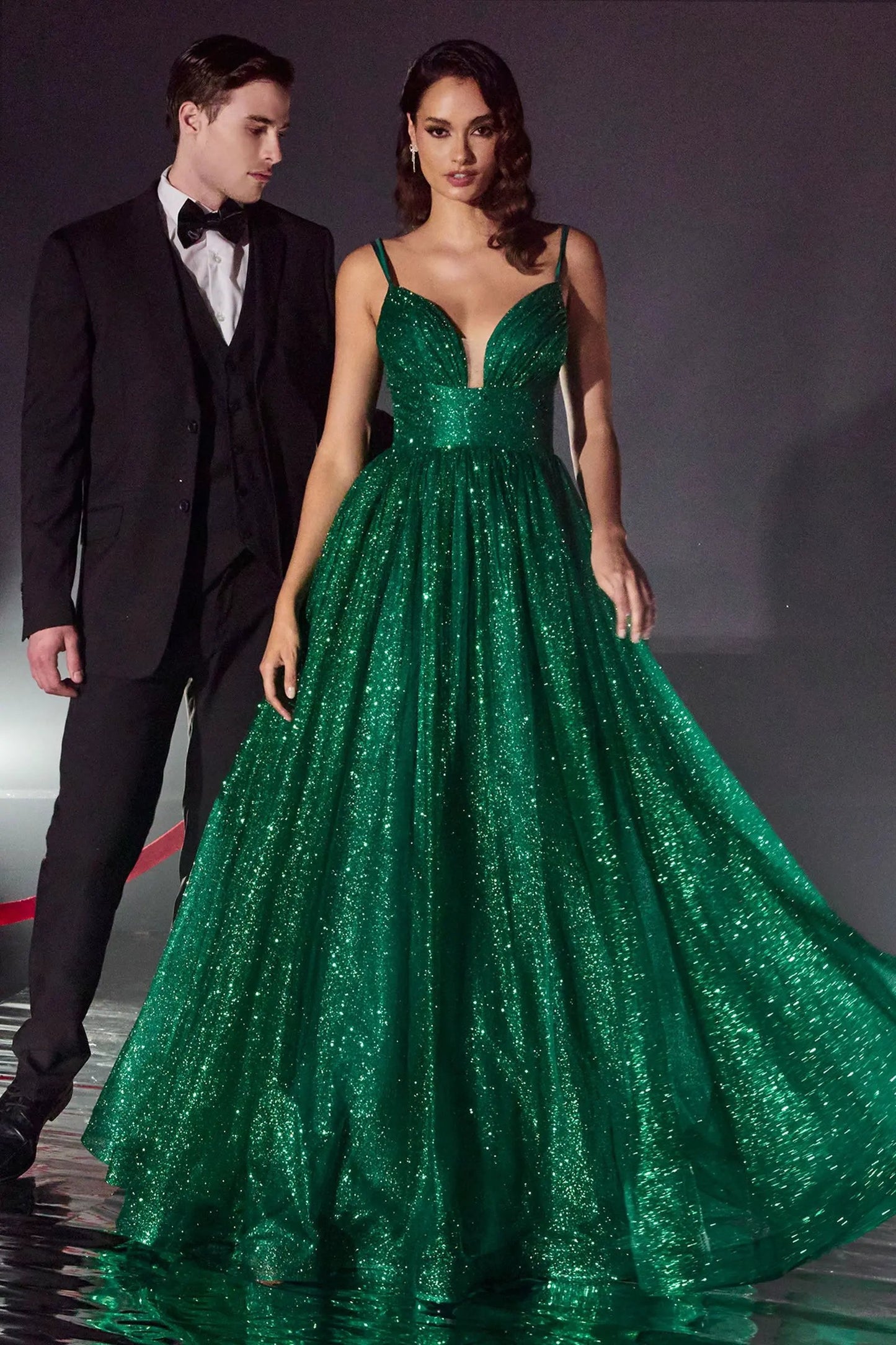 Layered Glitter Ball Gown by Tux-USA