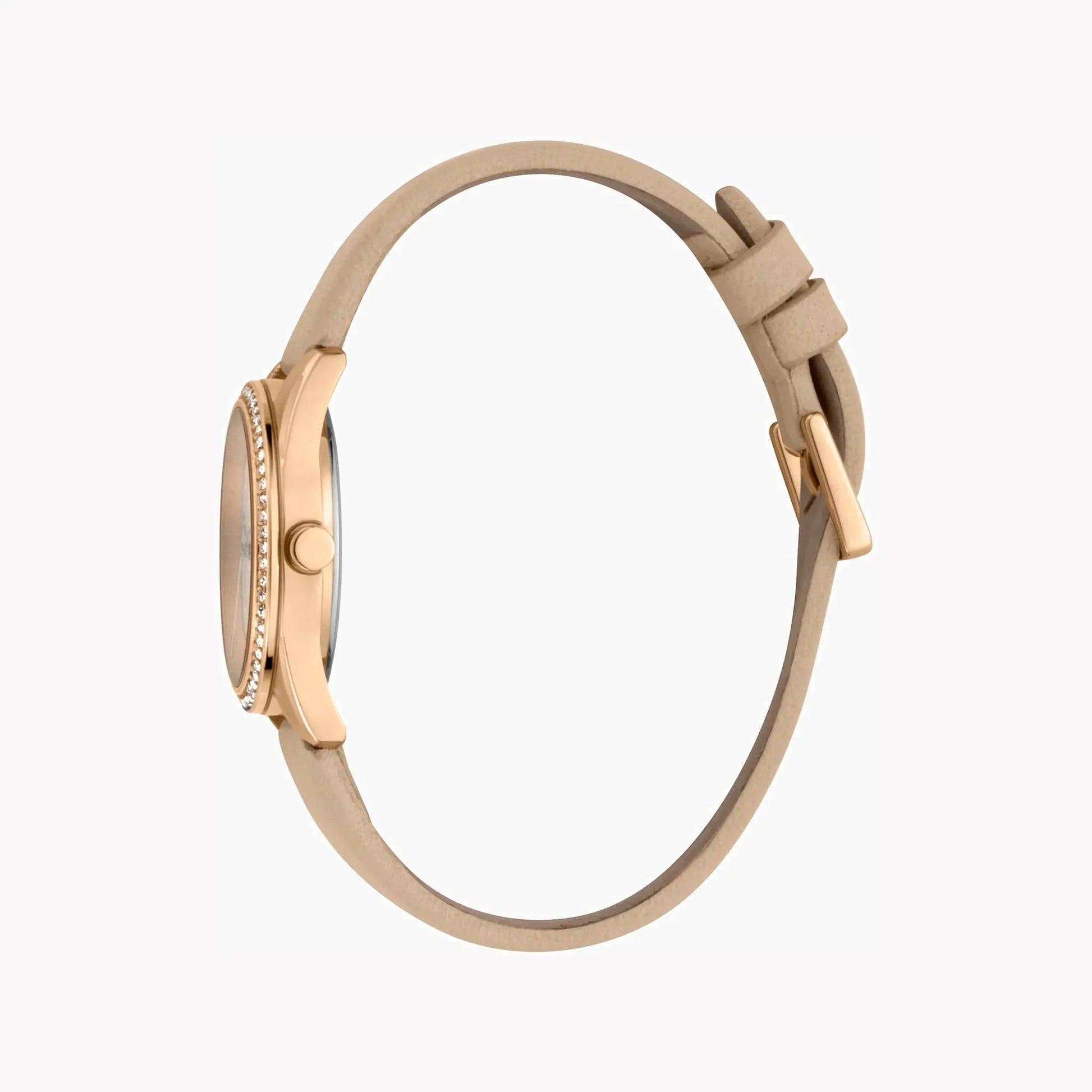 Esprit Women's Beige Leather Watch, Silver Dial | ES1L195L0045 by ESPRIT