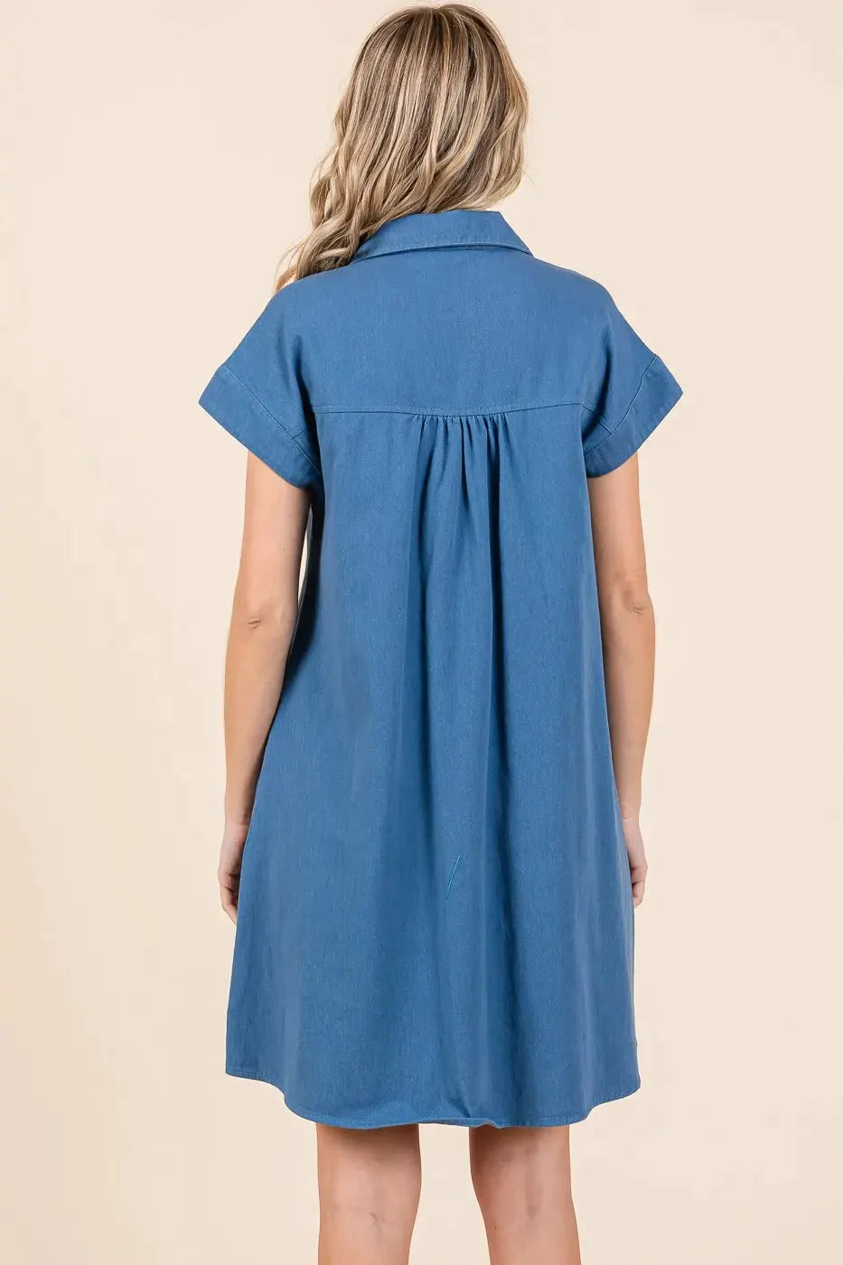 Mittoshop Twill Short Sleeve Collared Mini Dress by Mittoshop