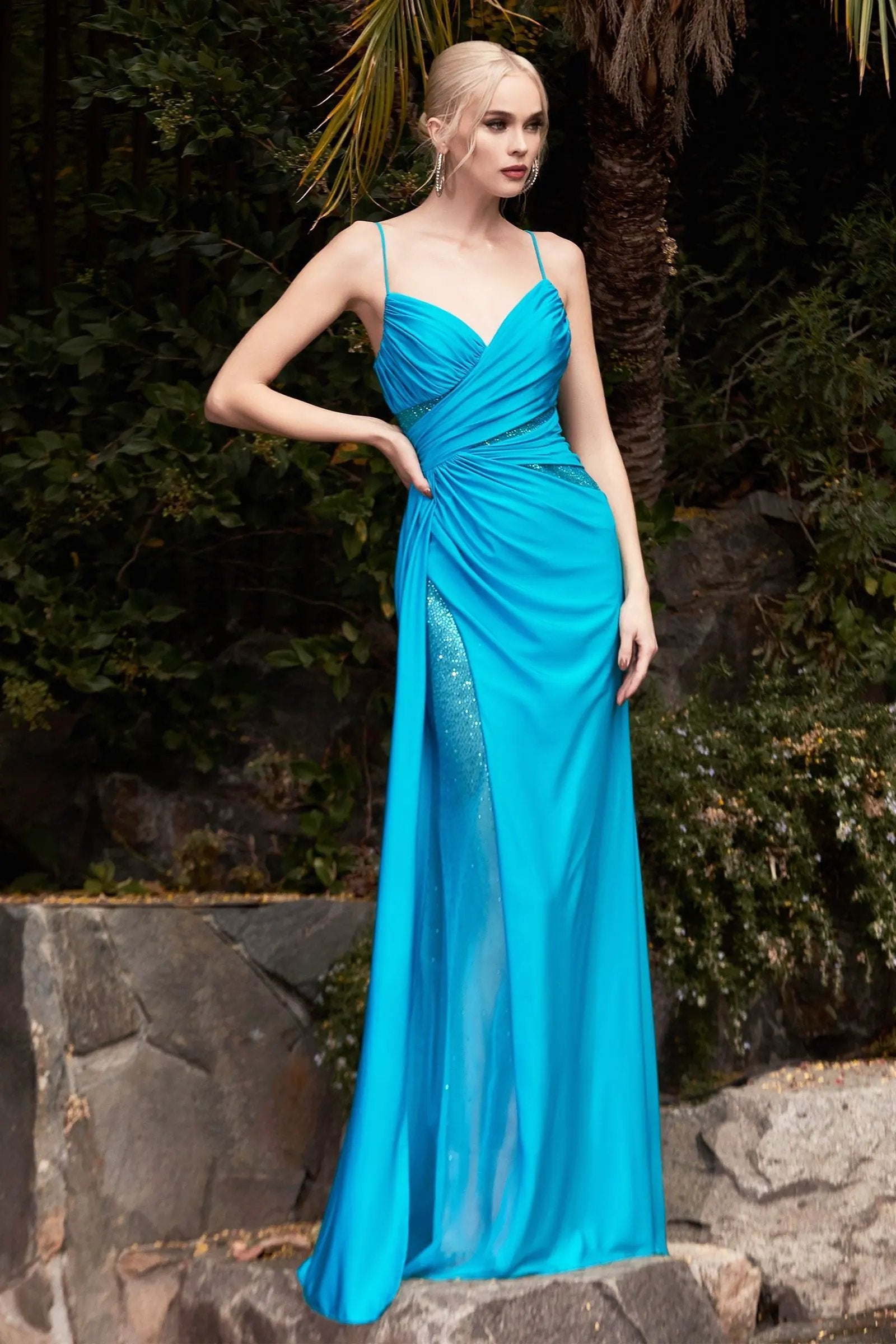 Stretch Gathered Rhinestone Dress by Partner Label