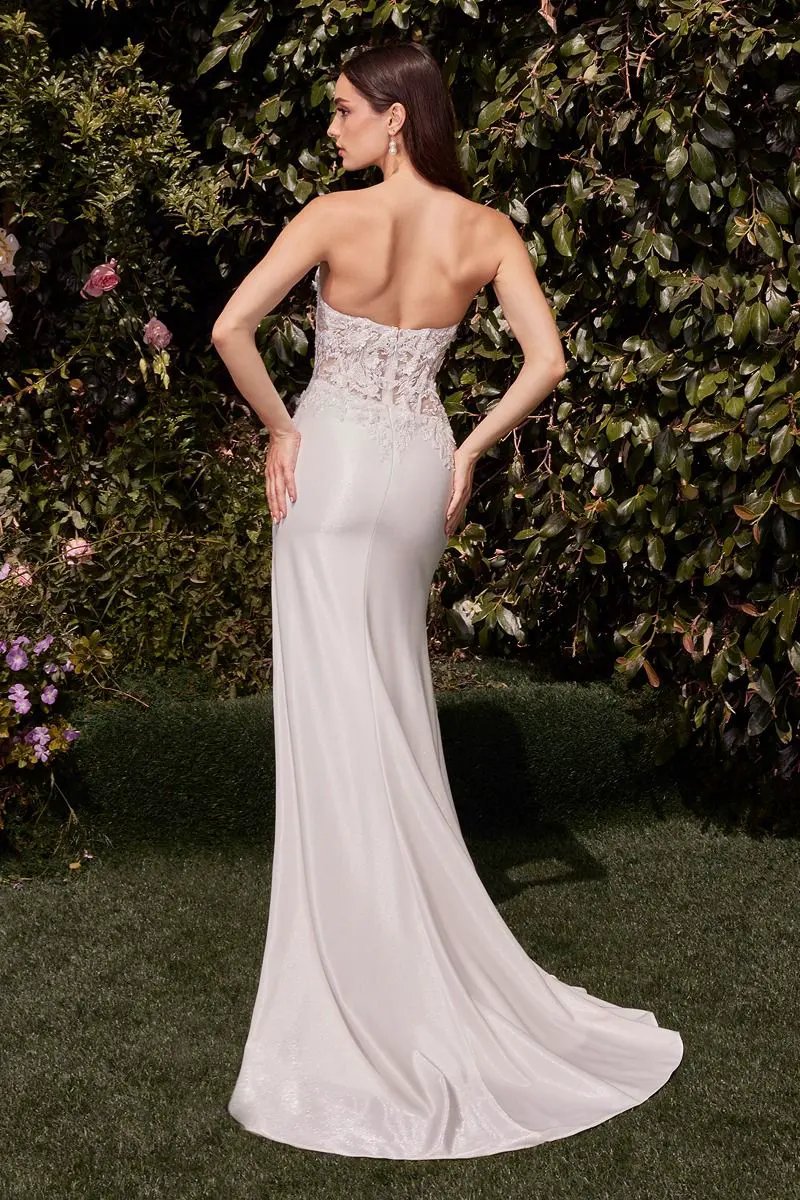 Lace Bodice Strapless Wedding Dress by Tux-USA