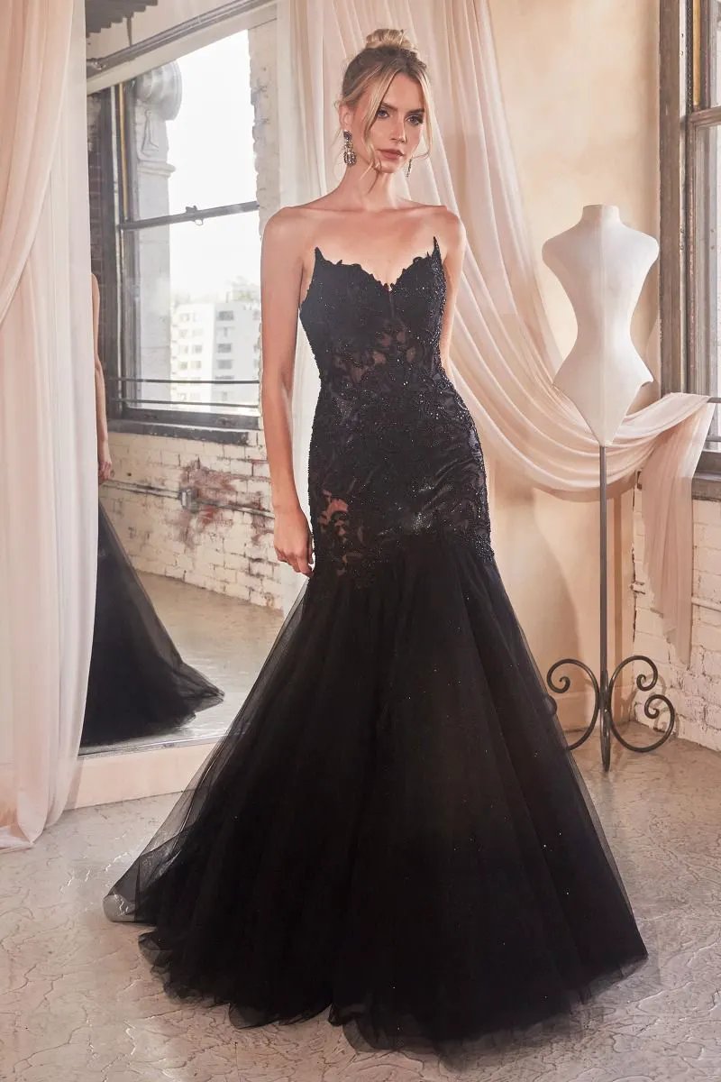 Gown Strapless Lace And Tulle Mermaid Corset Bodice Boning Evening Wear by Tux-USA