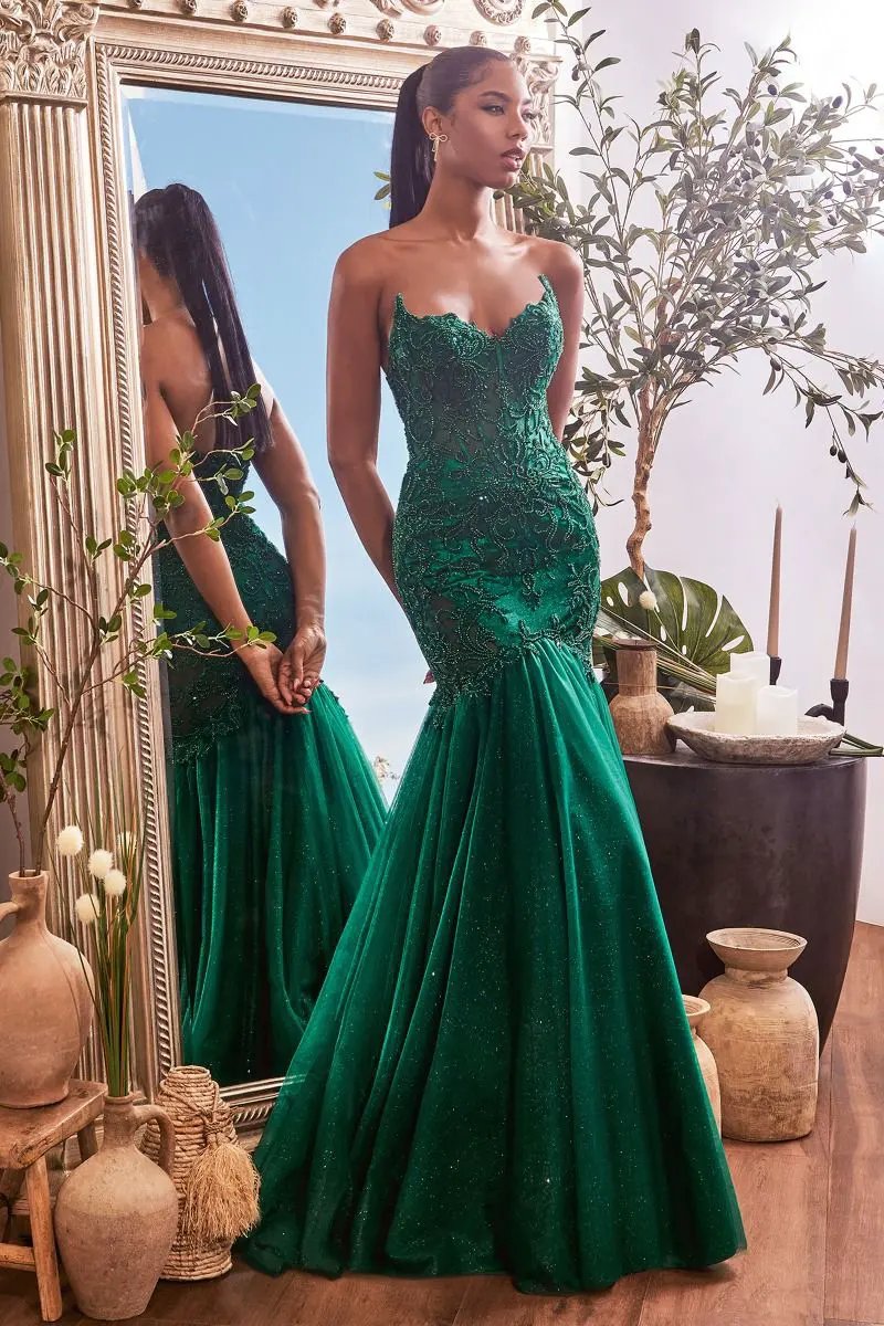Gown Strapless Lace And Tulle Mermaid Corset Bodice Boning Evening Wear by Tux-USA