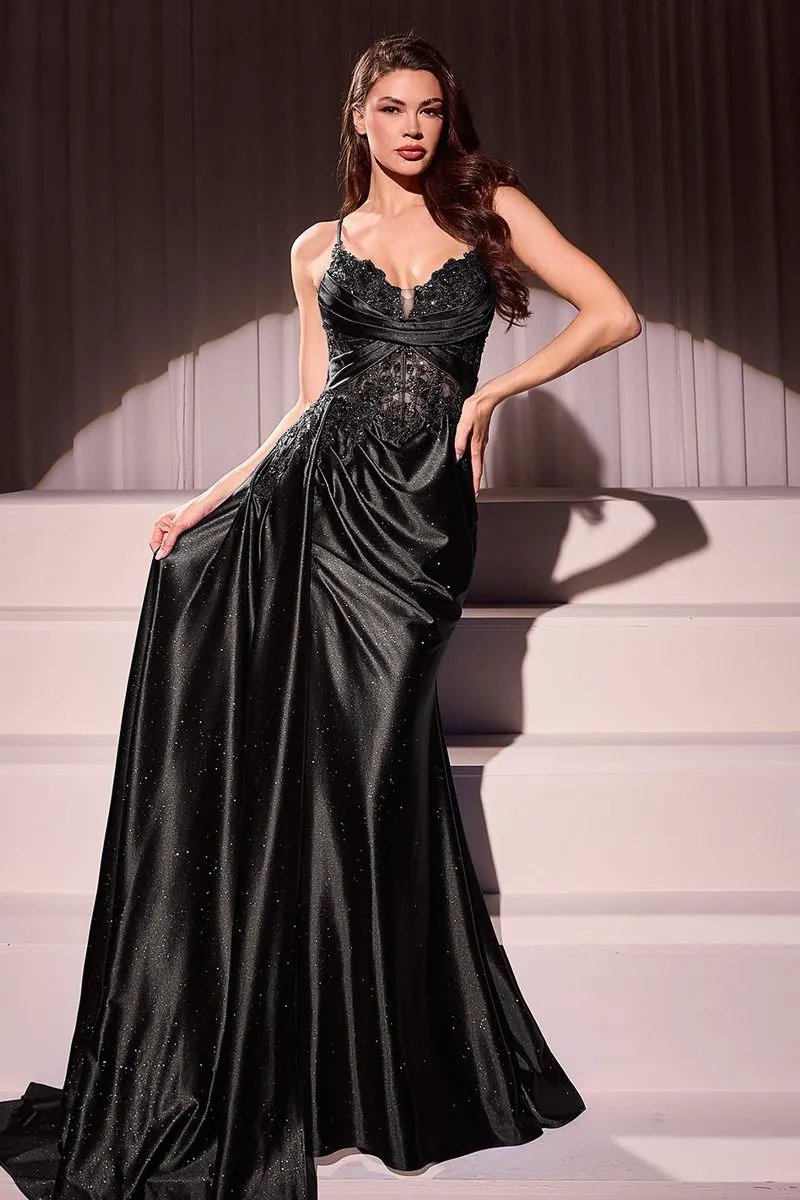 Fitted Satin & Lace Evening Gown by Tux-USA