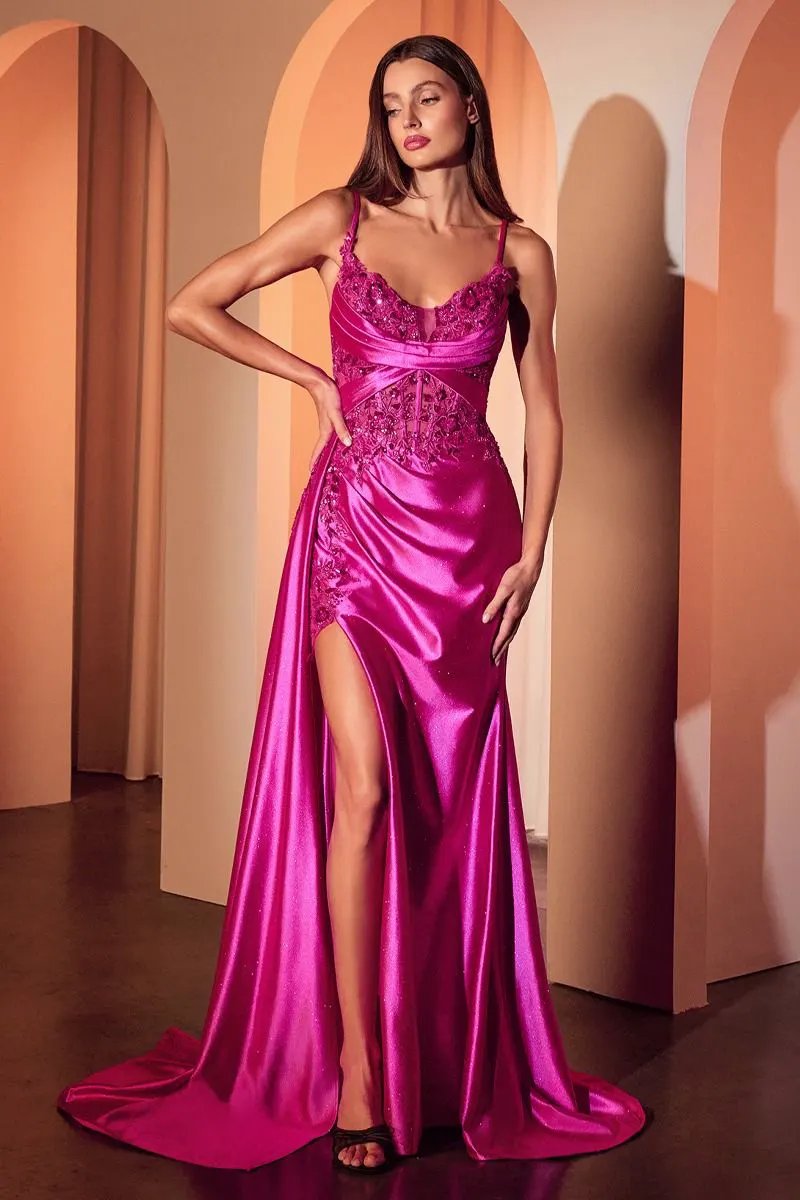 Fitted Satin & Lace Evening Gown by Tux-USA