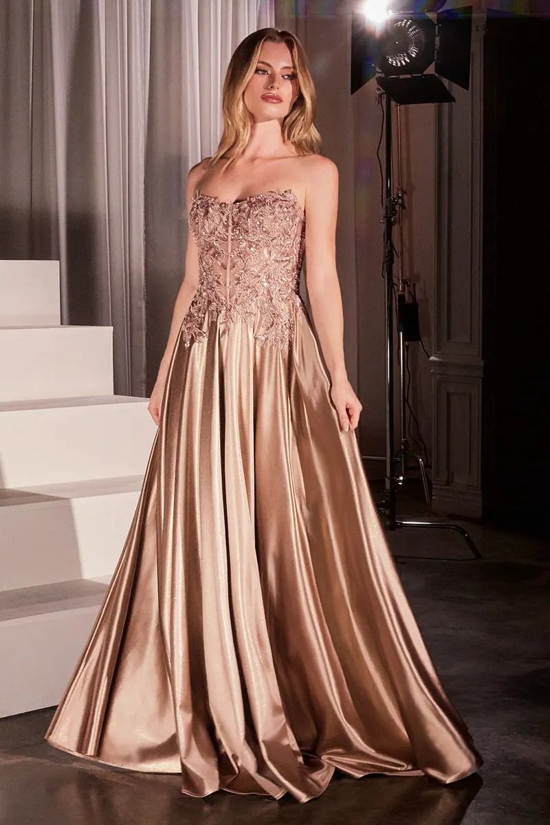 Off The Shoulder Lace & Satin A-Line Dress by Partner Label