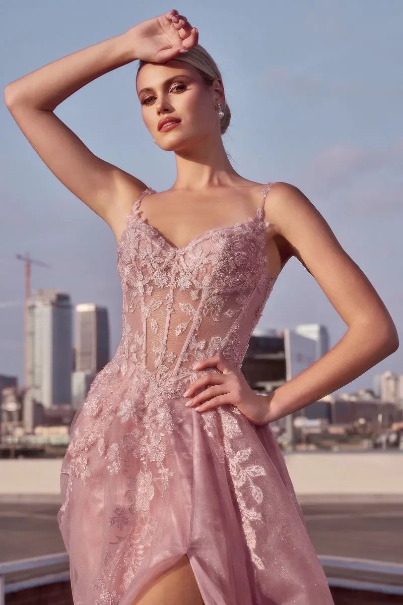 Mauve A-Line Layered Tulle Dress by Tux-USA
