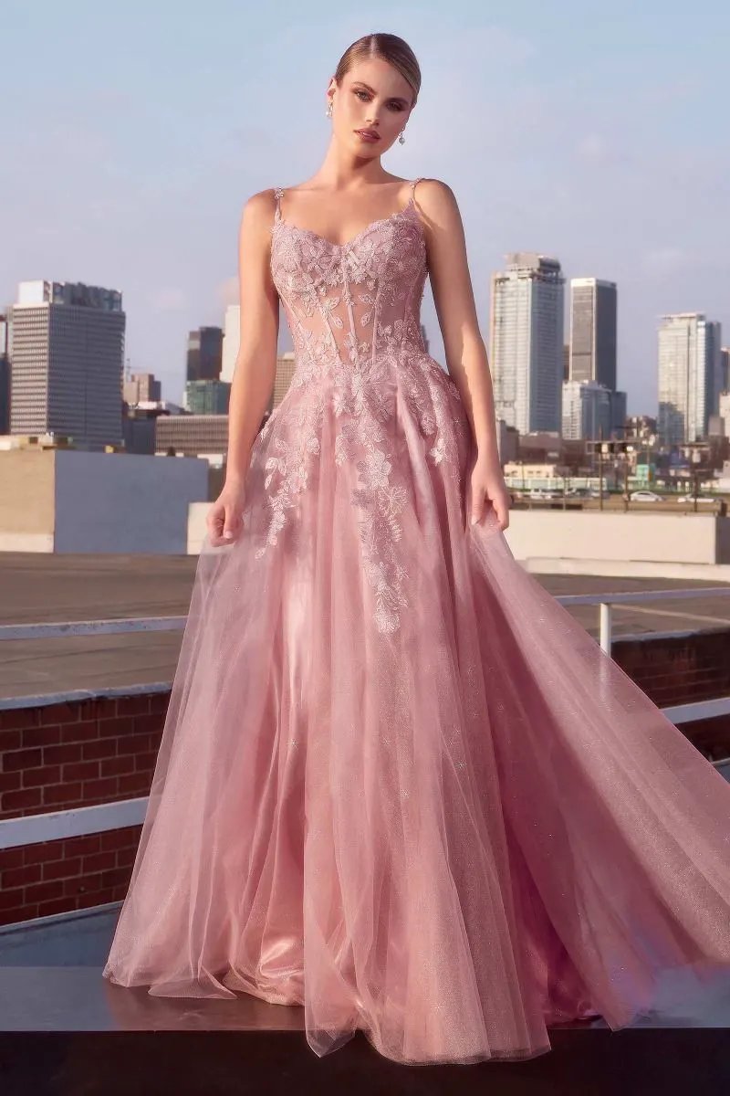 Mauve A-Line Layered Tulle Dress by Tux-USA