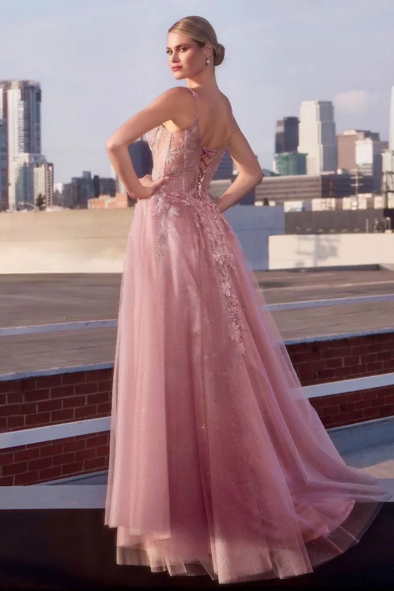 Mauve A-Line Layered Tulle Dress by Tux-USA