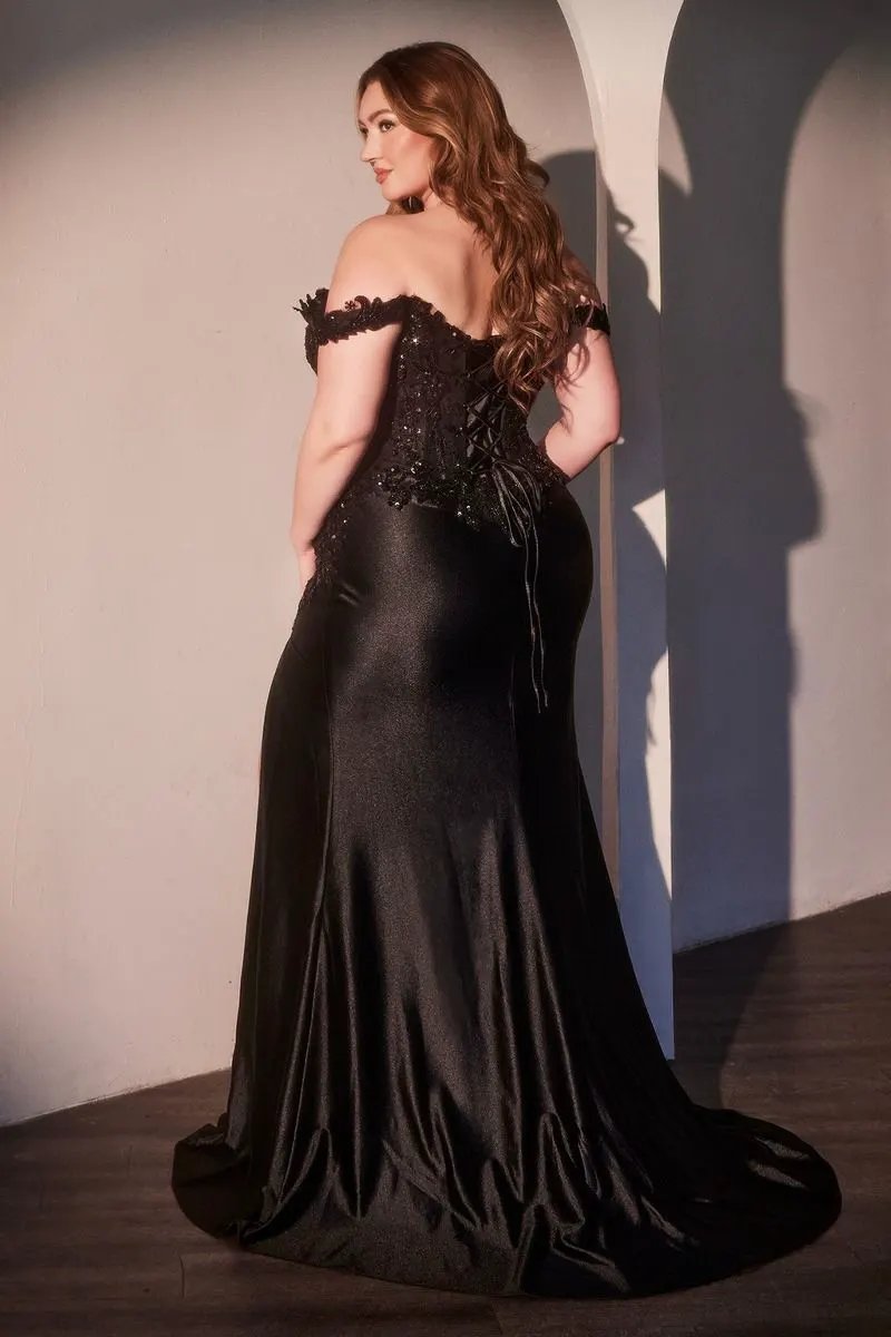 Off The Shoulder Lace & Satin Curve Dress by Tux-USA