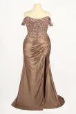 Off The Shoulder Lace & Satin Curve Dress by Tux-USA