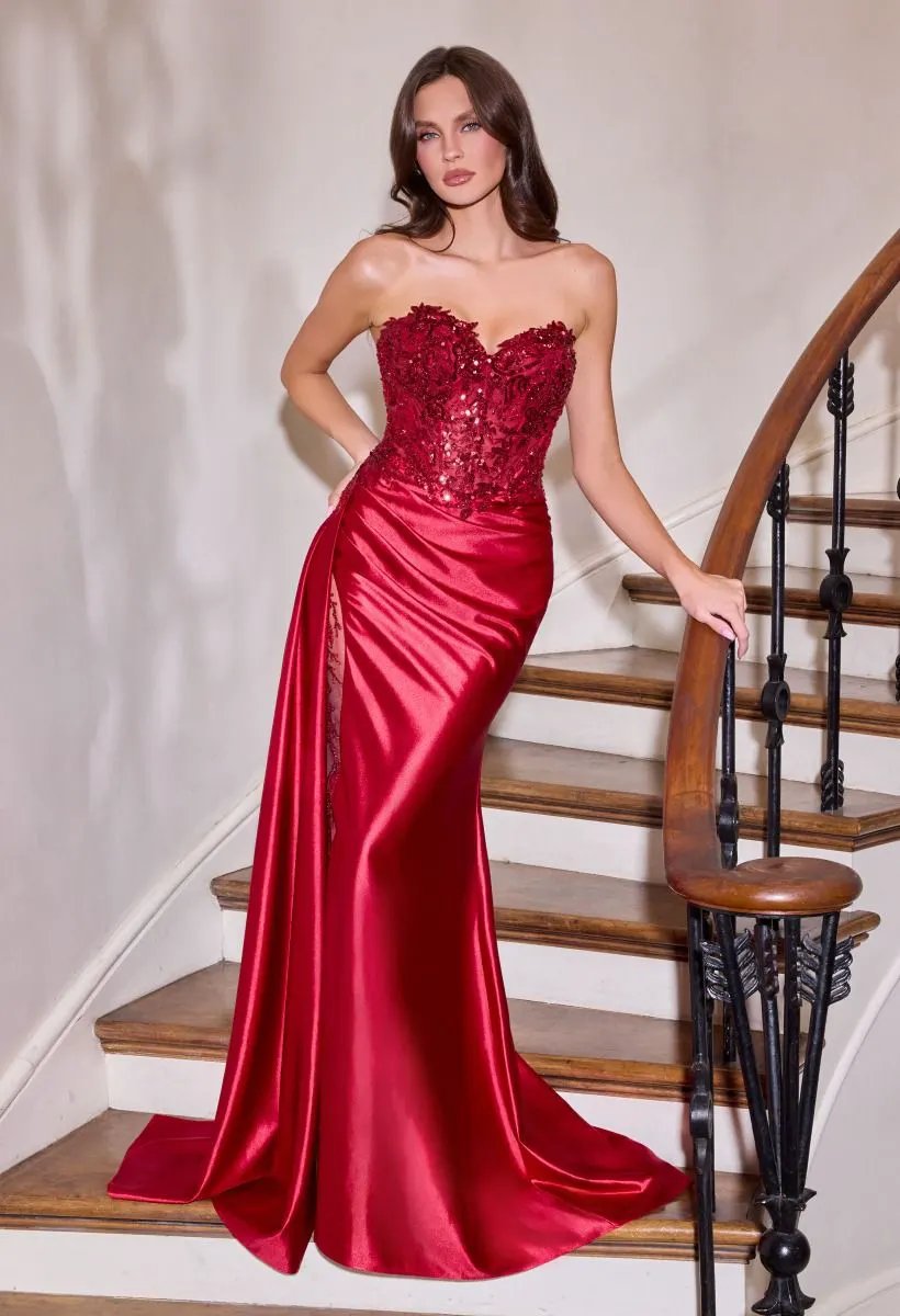 Appliqué On Illusion Sweetheart Neckline by Tux-USA