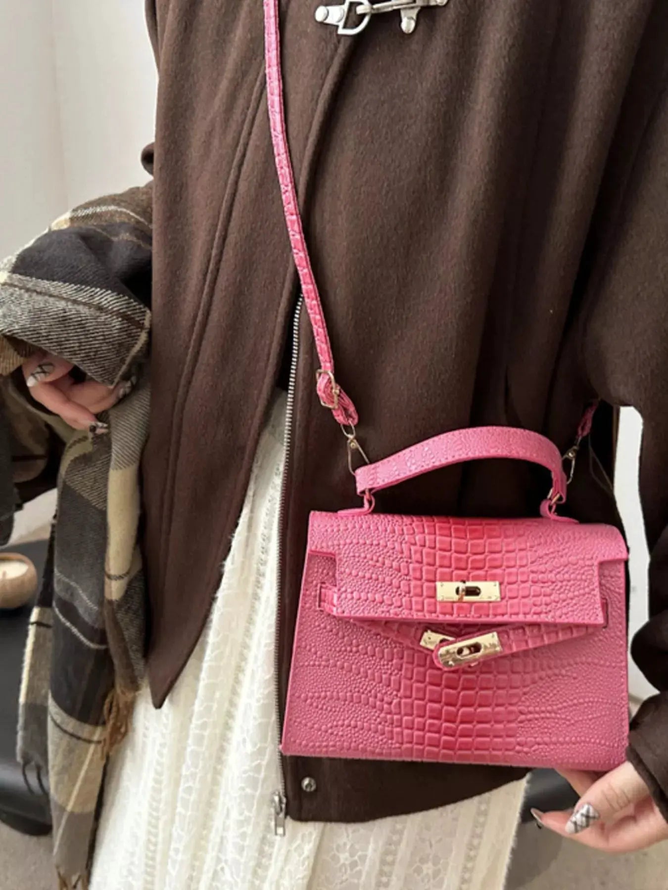 Embossed Flap Crossbody Bag by Partner Label