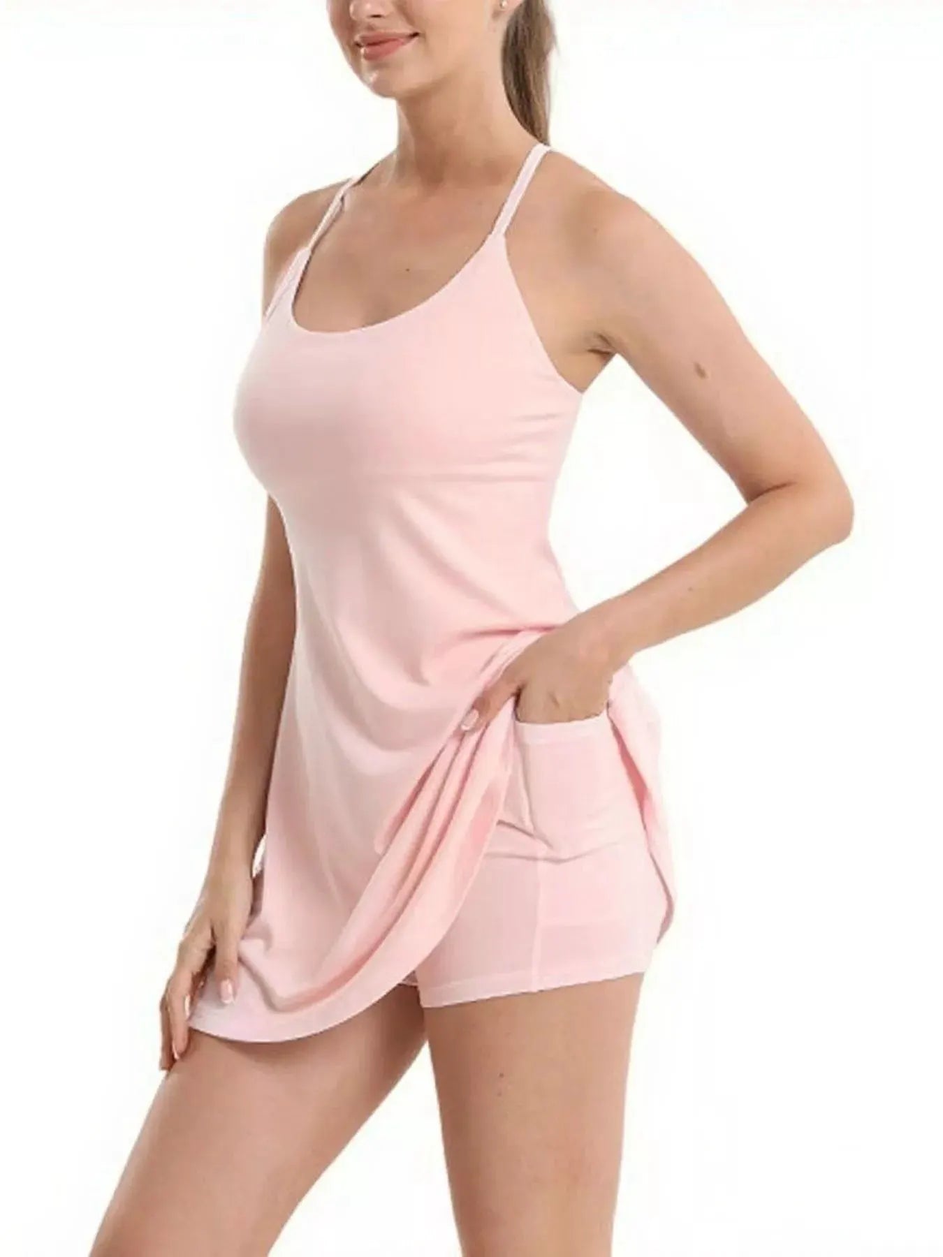 Scoop Neck Cami and Shorts Active Set by Trendsi