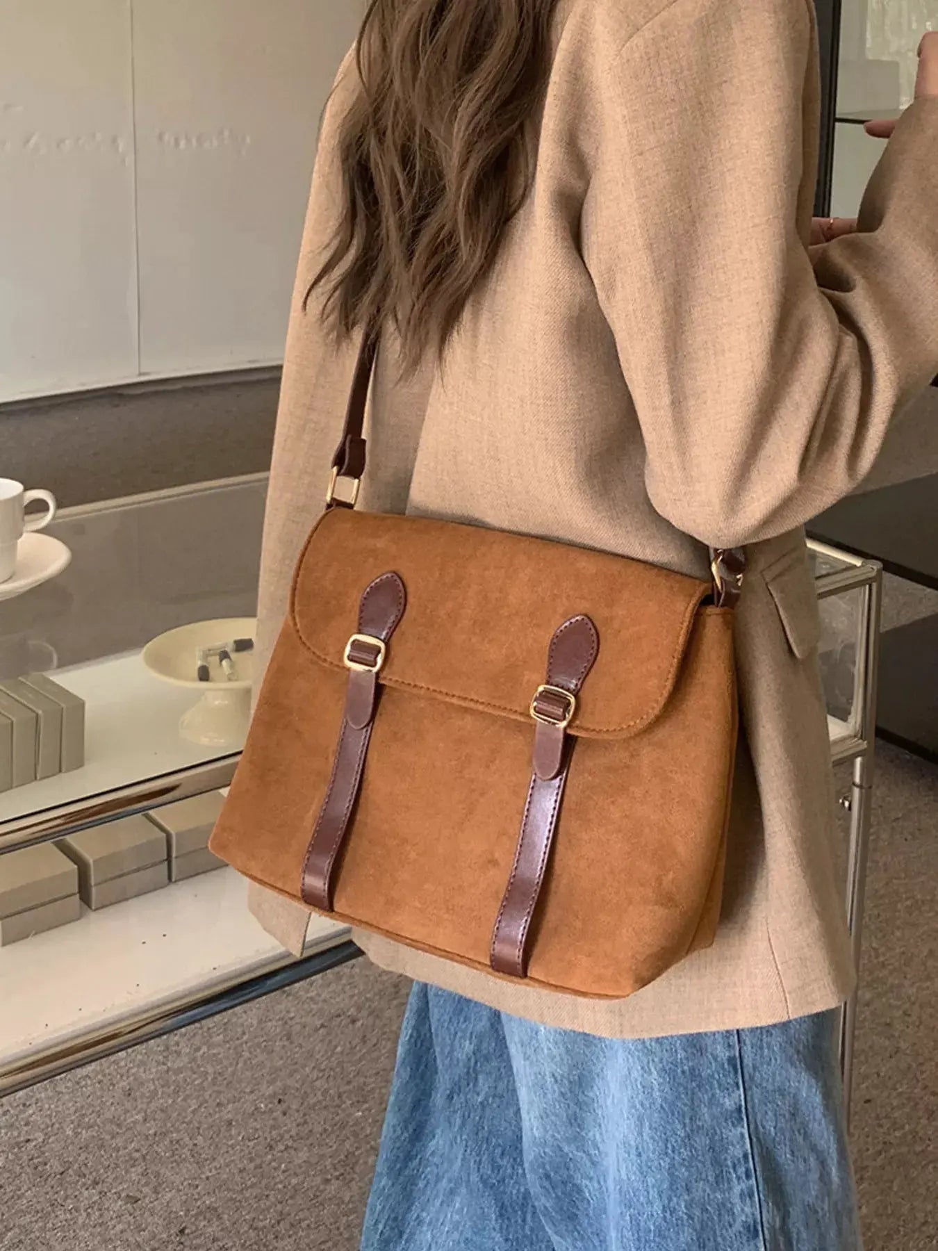 Adjustable Strap Buckle Crossbody Bag by Partner Label
