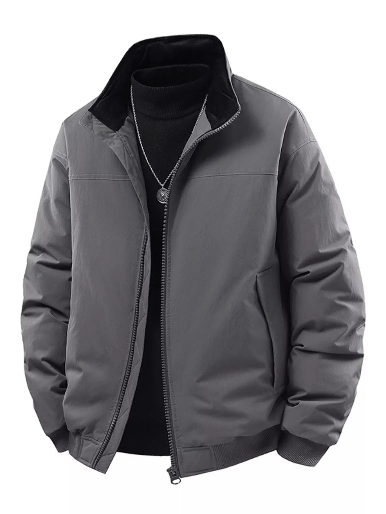Men's Casual Stand Collar Lightweight Bomber Jacket by Partner Label
