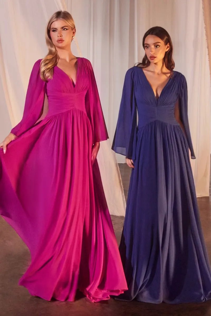 A-Line Caplet Dress In Chiffon by Tux-USA