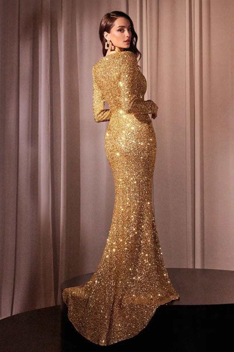 Long Sleeve Sequin Fitted Dress by Partner Label