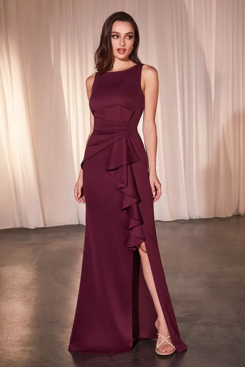 Fitted Neoprene Burgundy Dress by Partner Label