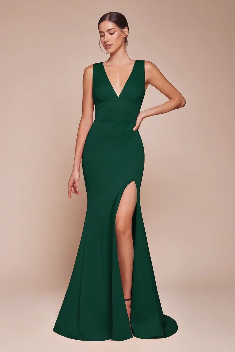 Fitted V-Neck Mermaid Dress by Tux-USA