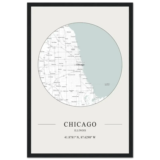 Chicago, Illinois minimalist map poster by Art-O-Rama Shop