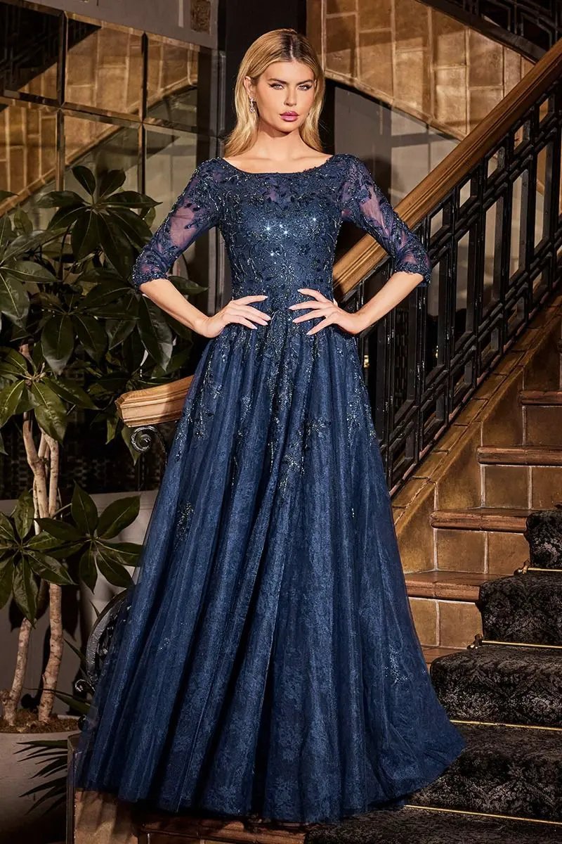 A-Line Lace & Tulle Modest Gown by Tux-USA