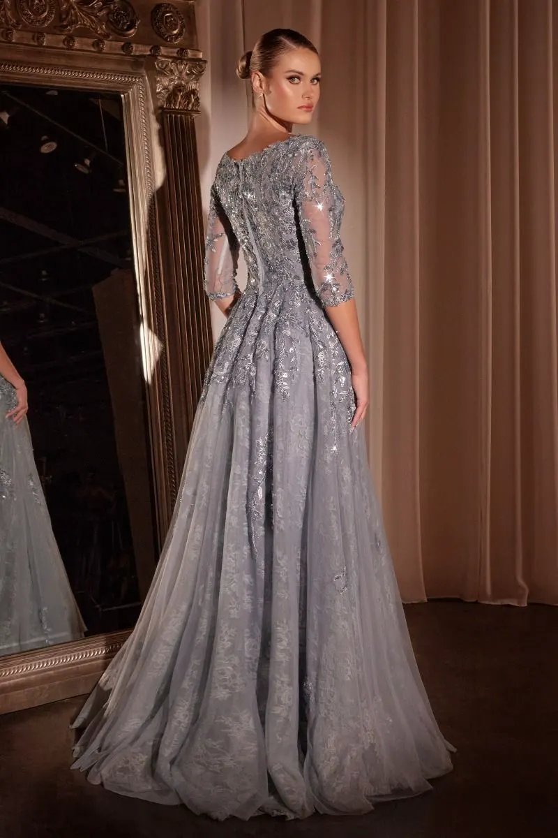 A-Line Lace & Tulle Modest Gown by Tux-USA