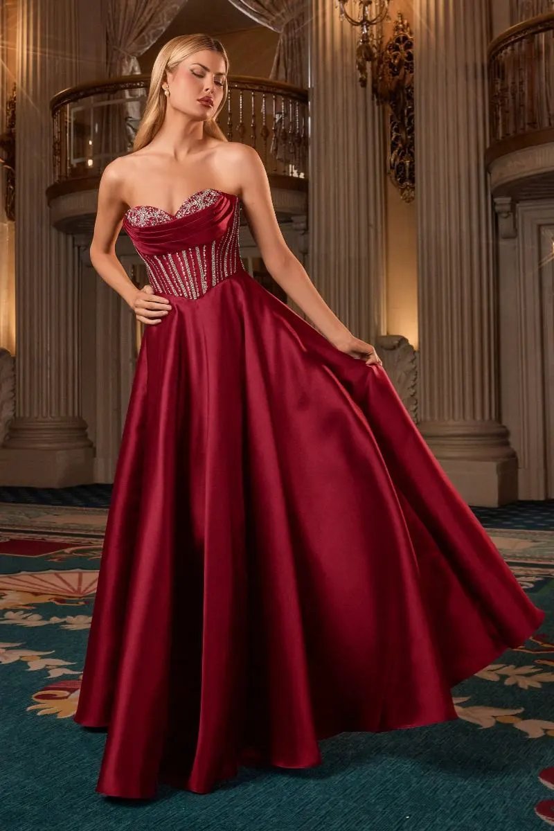 Strapless Satin With Crystal Embellishment by Tux-USA