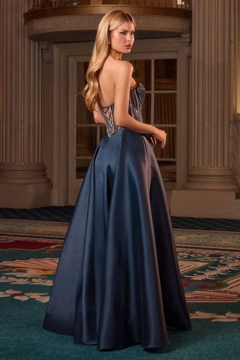 Strapless Satin With Crystal Embellishment by Tux-USA