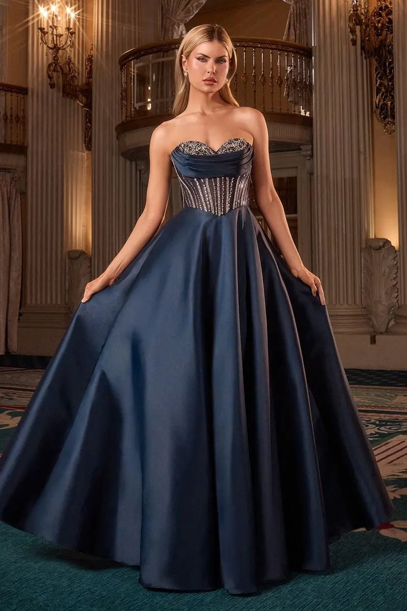 Strapless Satin With Crystal Embellishment by Tux-USA