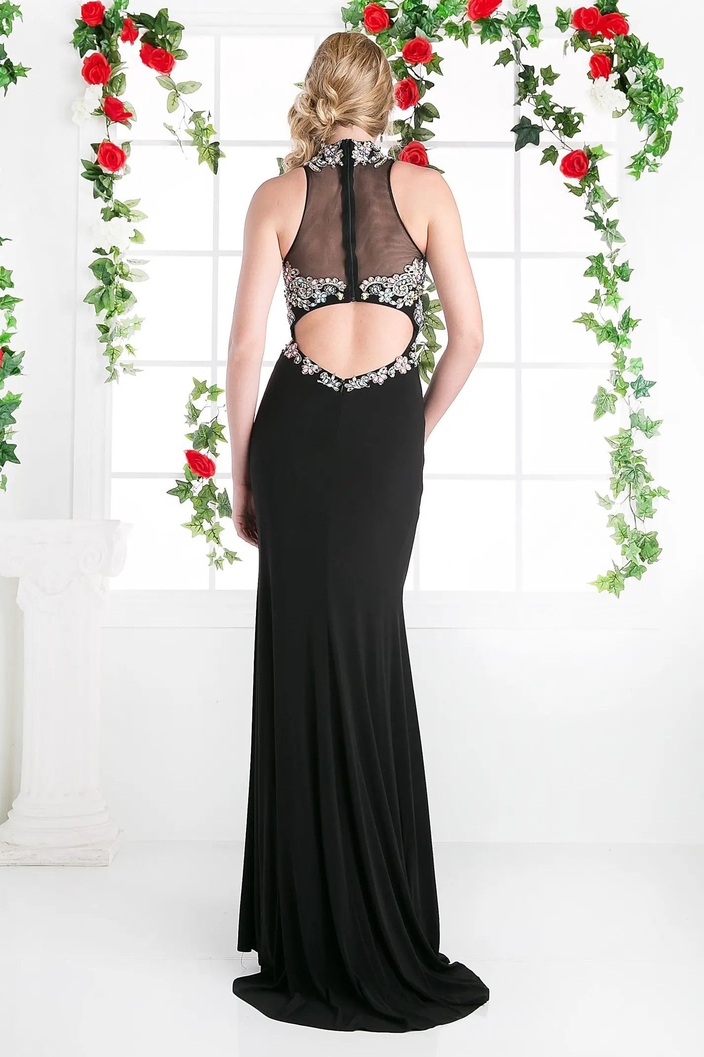Lace Bodice Stretch Knit Sheath Dress by Tux-USA