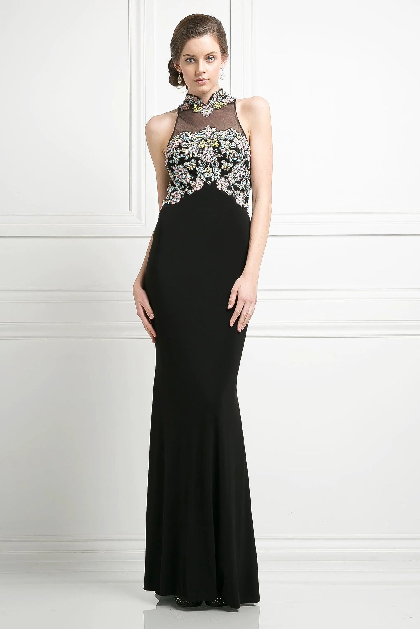 Lace Bodice Stretch Knit Sheath Dress by Tux-USA