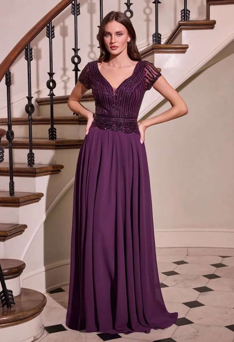 A-Line Chiffon Beaded Gown by Tux-USA