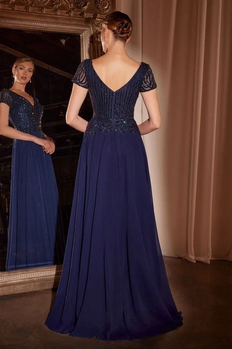 A-Line Chiffon Beaded Gown by Tux-USA
