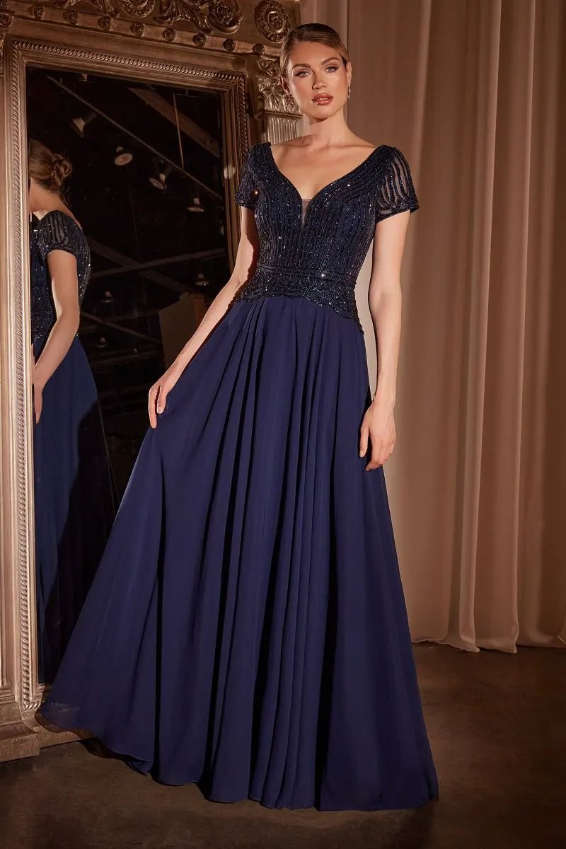 A-Line Chiffon Beaded Gown by Tux-USA
