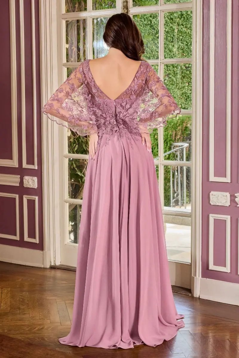 Flowing Gown V-Neckline and a Embroidered Lace Bodice by Tux-USA