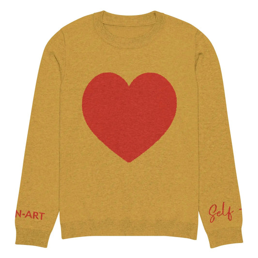 Heart - Knitted crew neck sweater MUSTARD by Maiden-Art