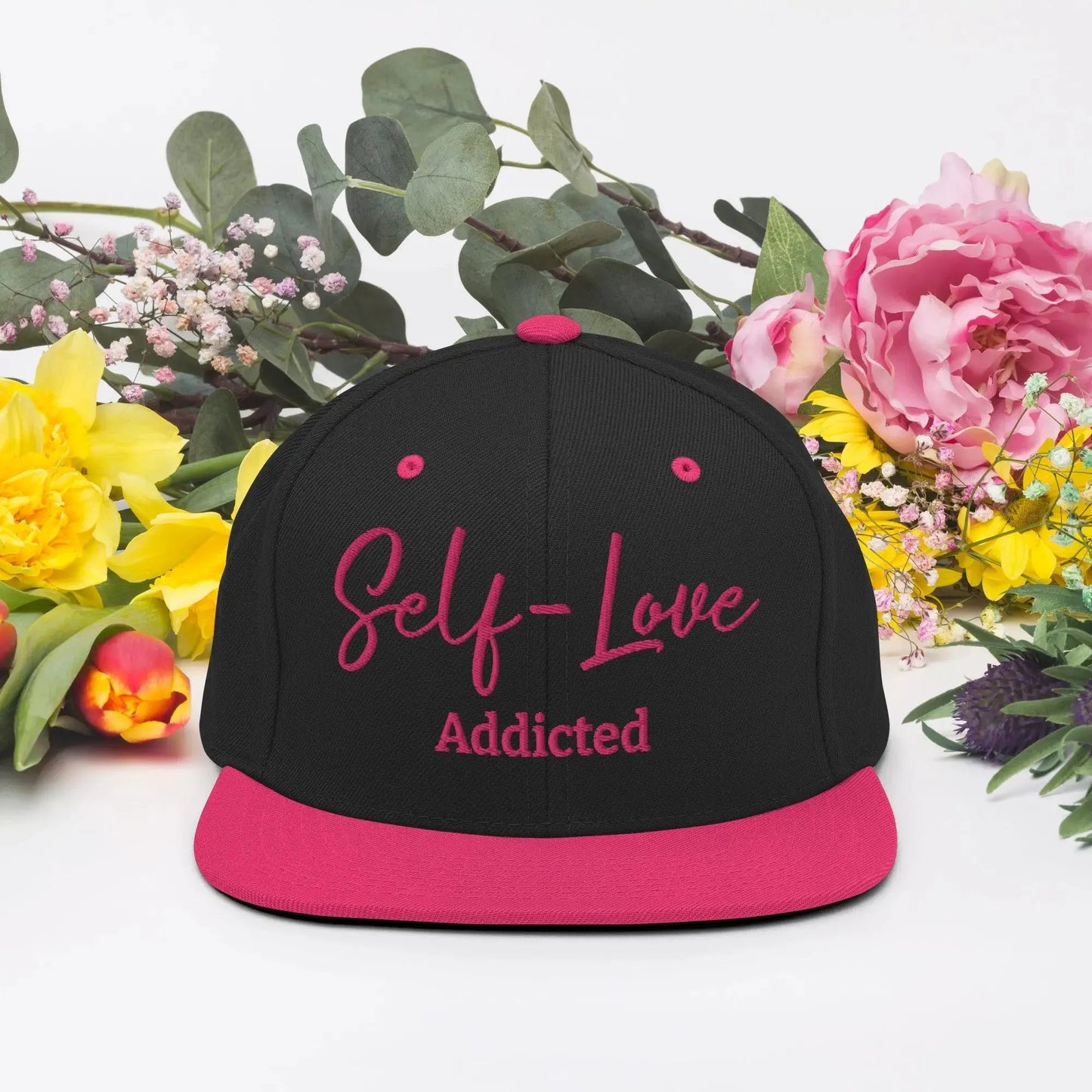 Self Love Addicted Snapback Hat with Embroidery by Maiden-Art