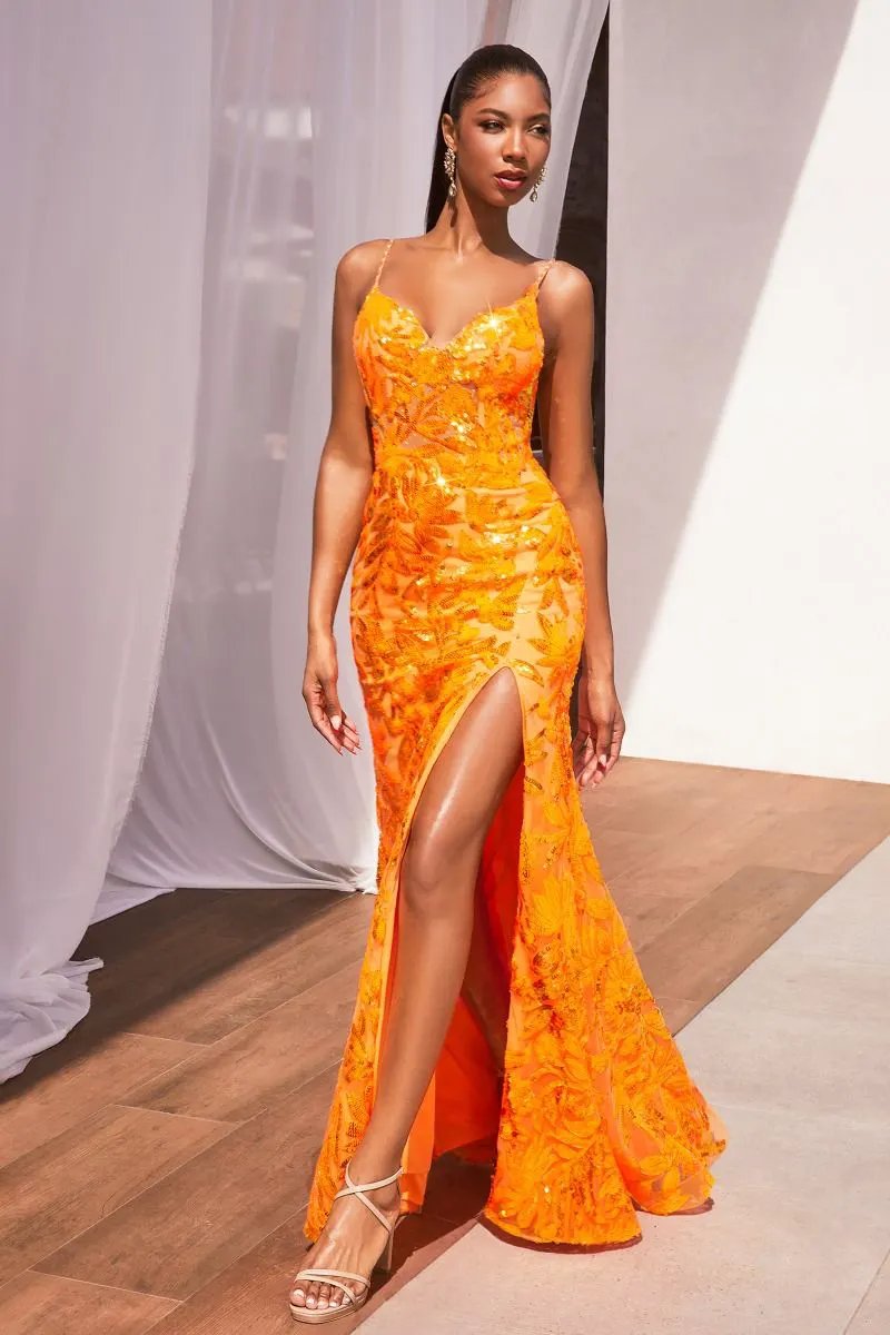 Sequin Printed Fitted Gown by Tux-USA