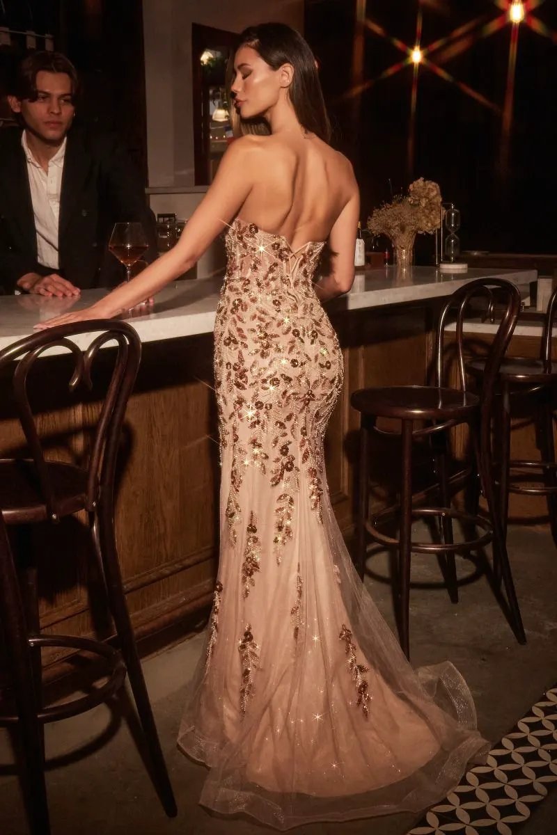 Strapless Sequin Embellished Fitted Dress by Tux-USA